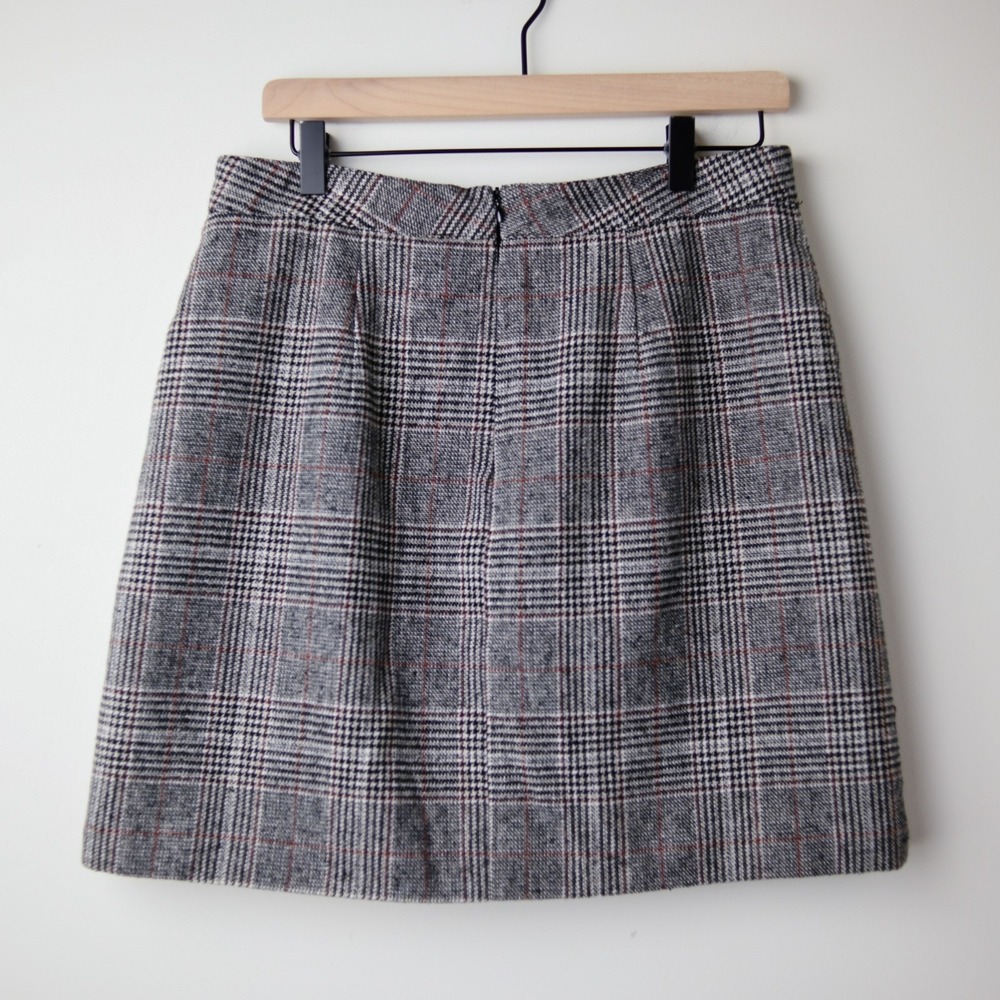 Bagatelle Collection Plaid Skirt M Brown Dark Academia Y2K‎ Preppy Houndstooth - Picture 6 of 7